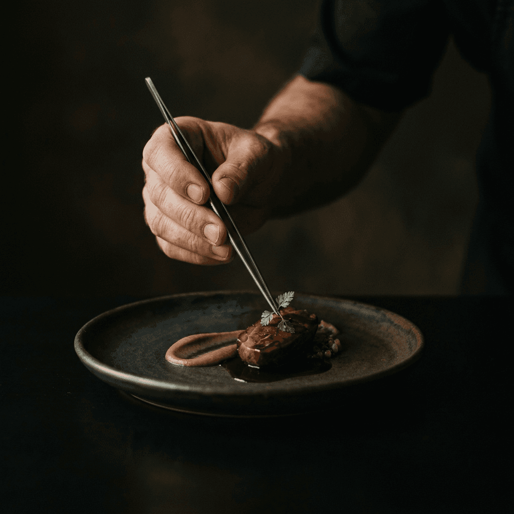 Caterer preparing an event